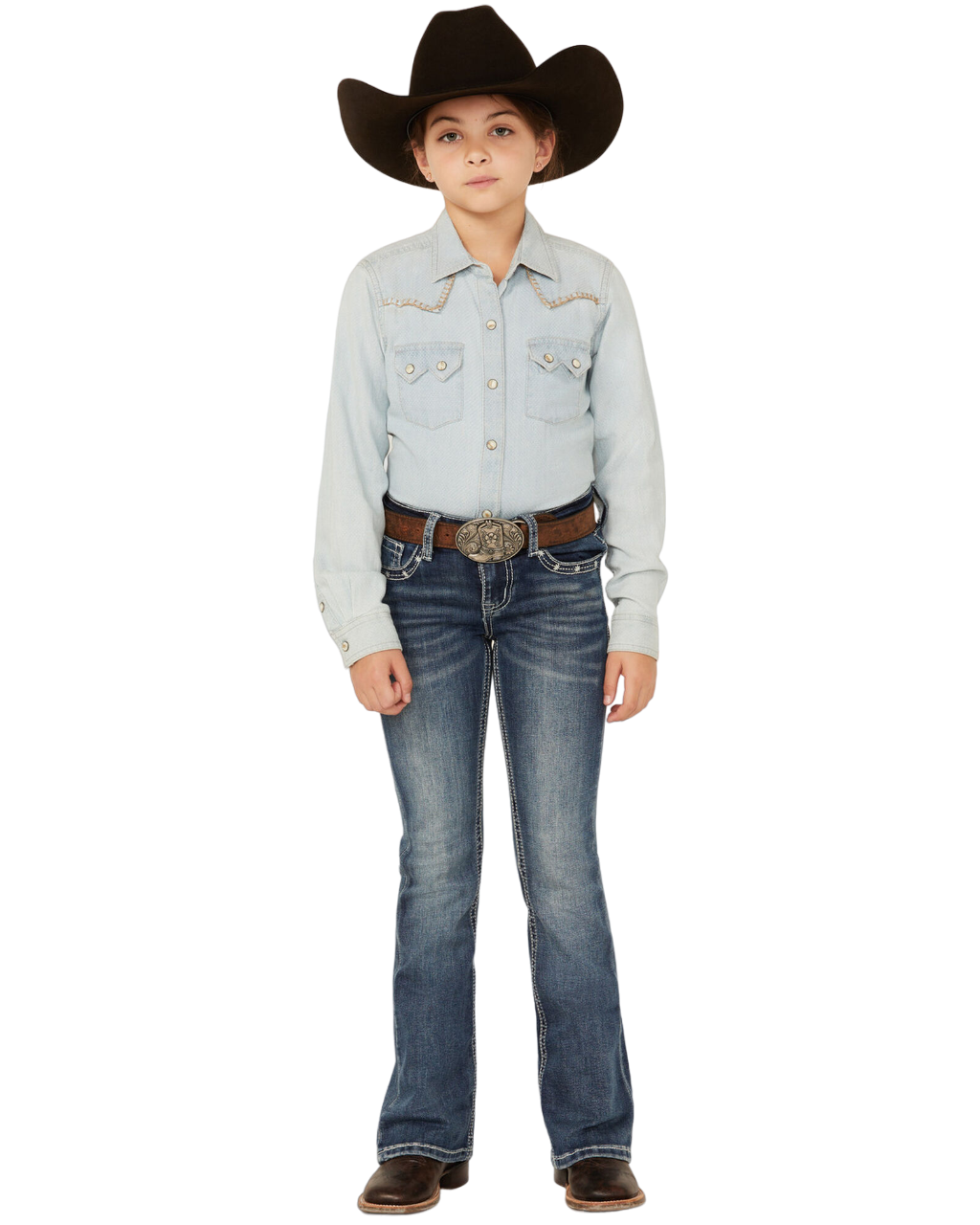 Grace Kid's In LA Girl's Medium Wash Horseshoe Pocket Bootcut Jeans