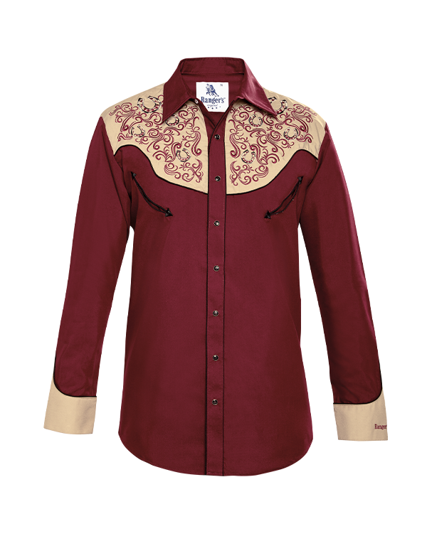 Ranger's Usa Men's Wine Charra Vaquera Tarugos Shirt