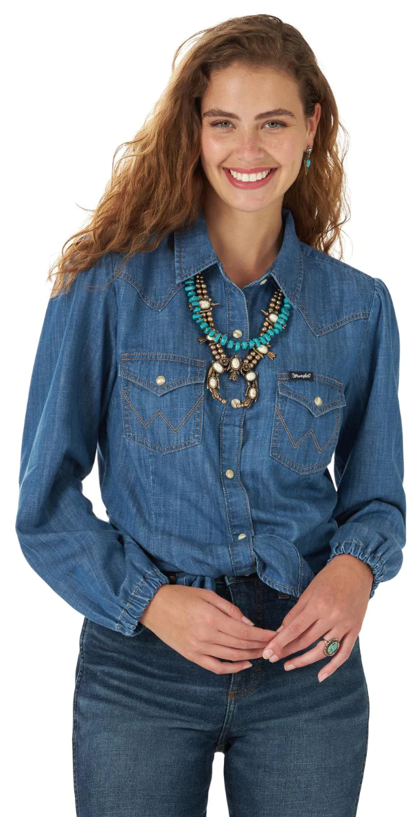 Wrangler Women's Denim Retro Western Vintage Shirt