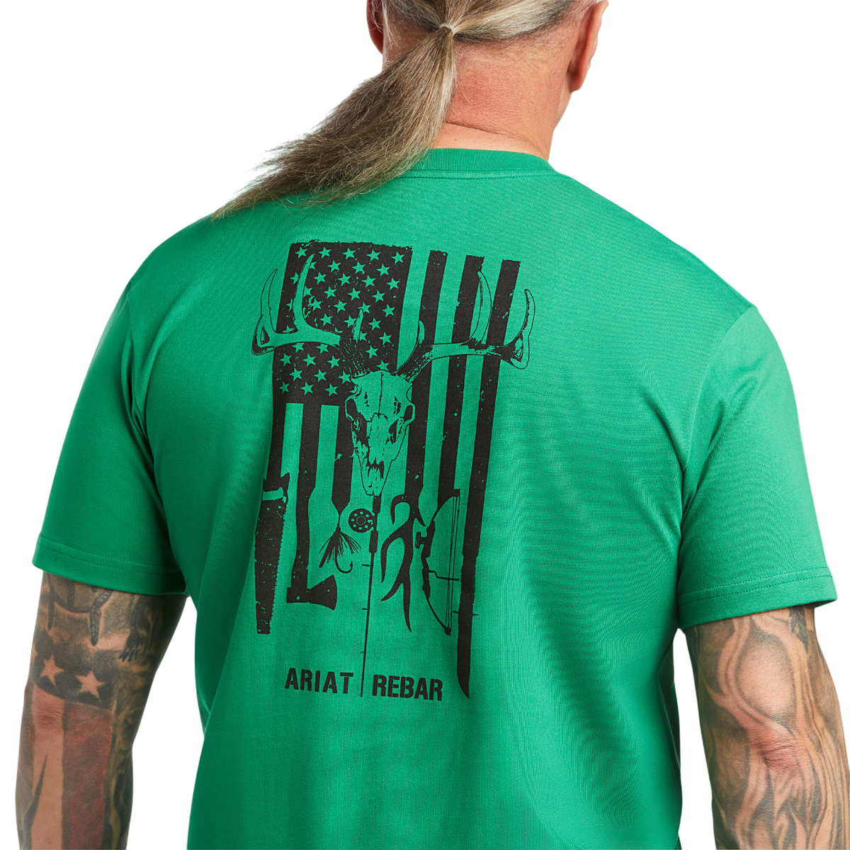 Ariat Men's Rebar Cotton Strong American Outdoors Green T-Shirt