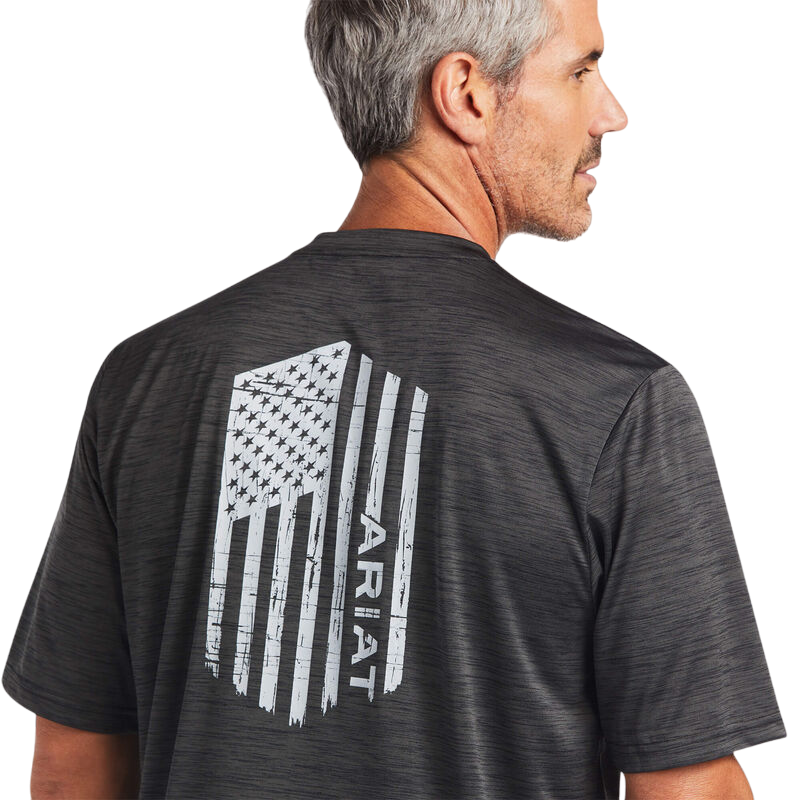 Ariat Men's Charcoal Charger Vertical Flag T-Shirt