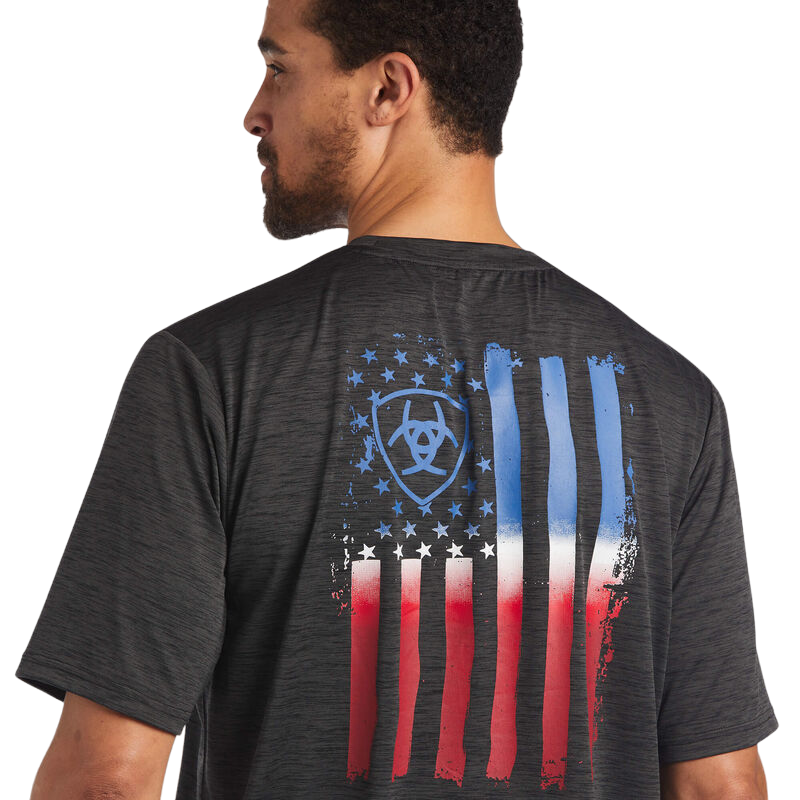 Ariat Men's Charger Vertical Flag Tee Grey T-Shirt