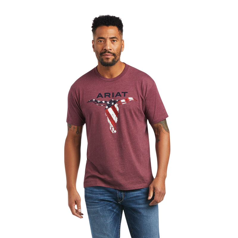 Ariat Men's Red Steer Skull USA T-Shirt