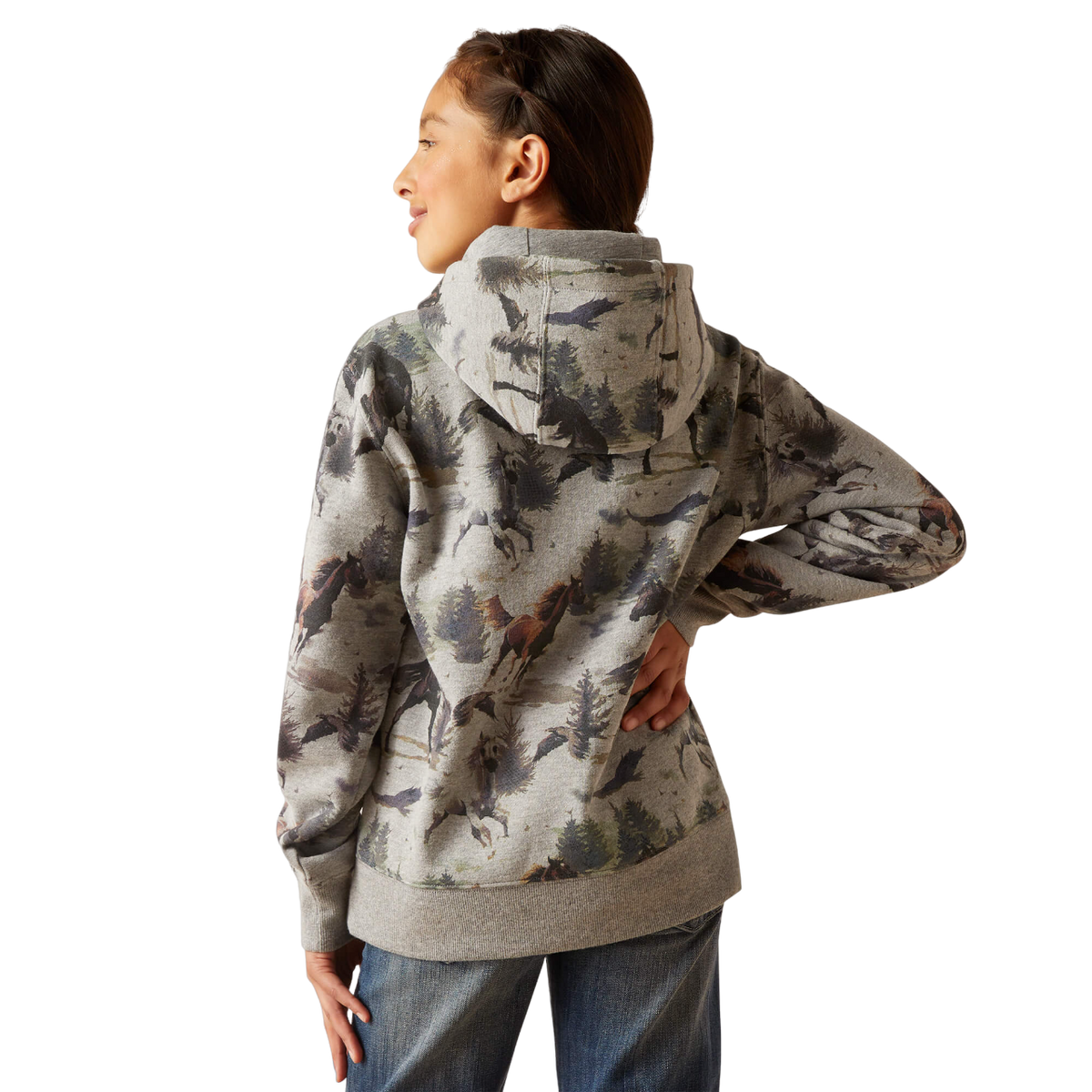 Ariat Youth Girl's Misty Horse Grey Hoodie