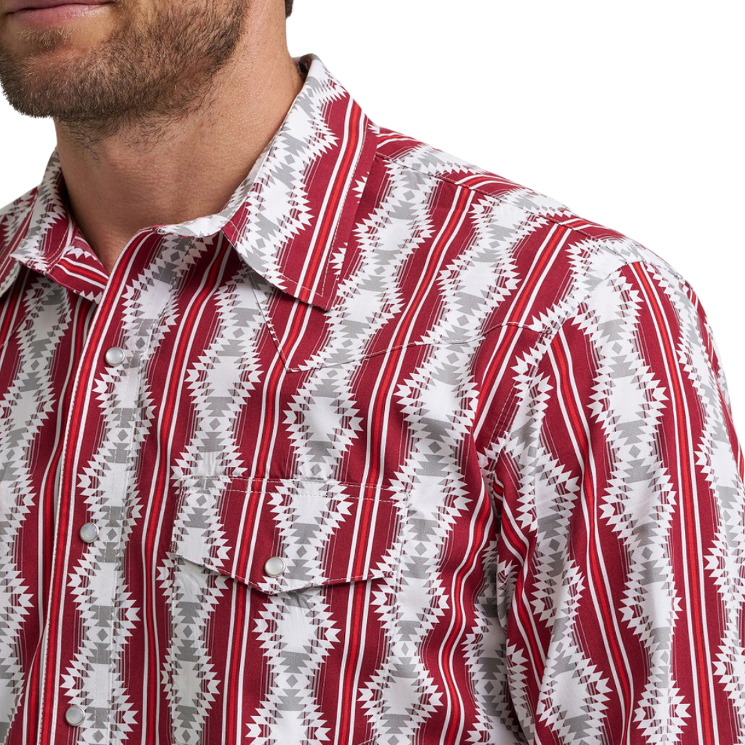 Wrangler Men's Checotah Multi Print Red Shirt