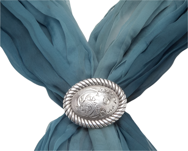 M&F Unisex Oval Engraved Concho Grey Scarf Slide