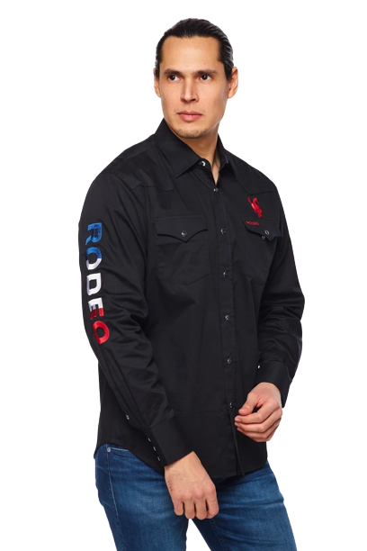 Avalon Men's Embroidered Rodeo Usa Shirt