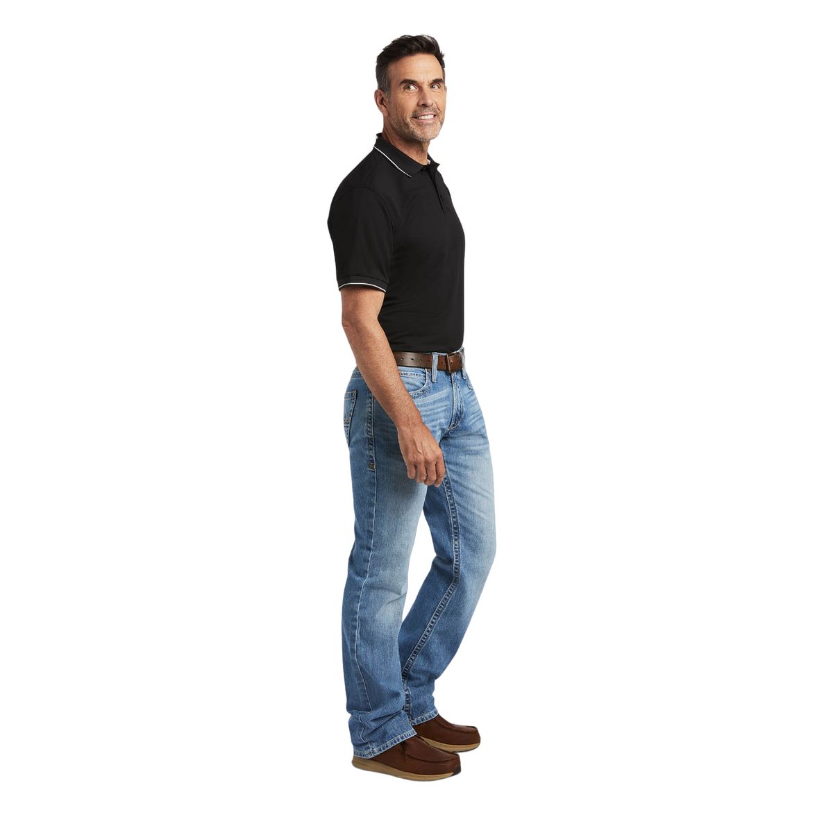 Ariat Men's Black Logo Fitted Polo