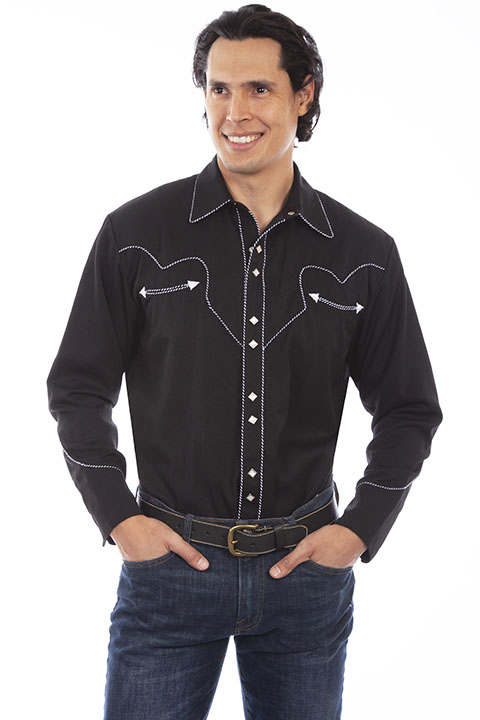 Scully Leather Men's Black Piping Shirt