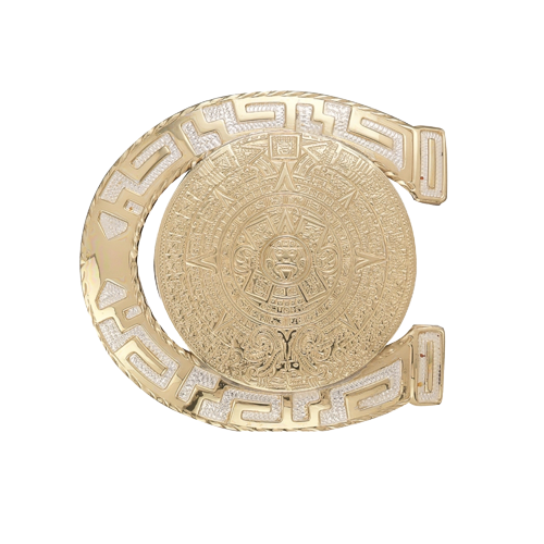 Crumrine Men's Horseshoe Aztec Calendar Yellow Buckle