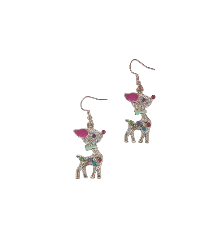 Southern Grace Red Nose Reindeer Gold Earrings