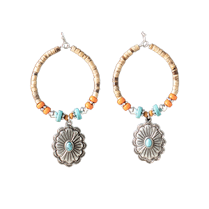 Blazin Roxx Women's Wood Beaded Hoop Earrings