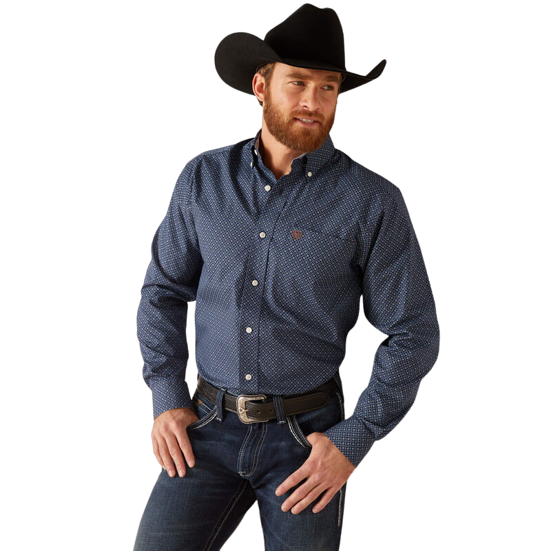 Ariat Men's Wrinkle Free Keagan Fitted Blue Shirt