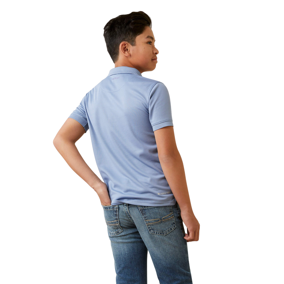Ariat Youth Boy's Tek Polo Short Sleeve Blue Shirt