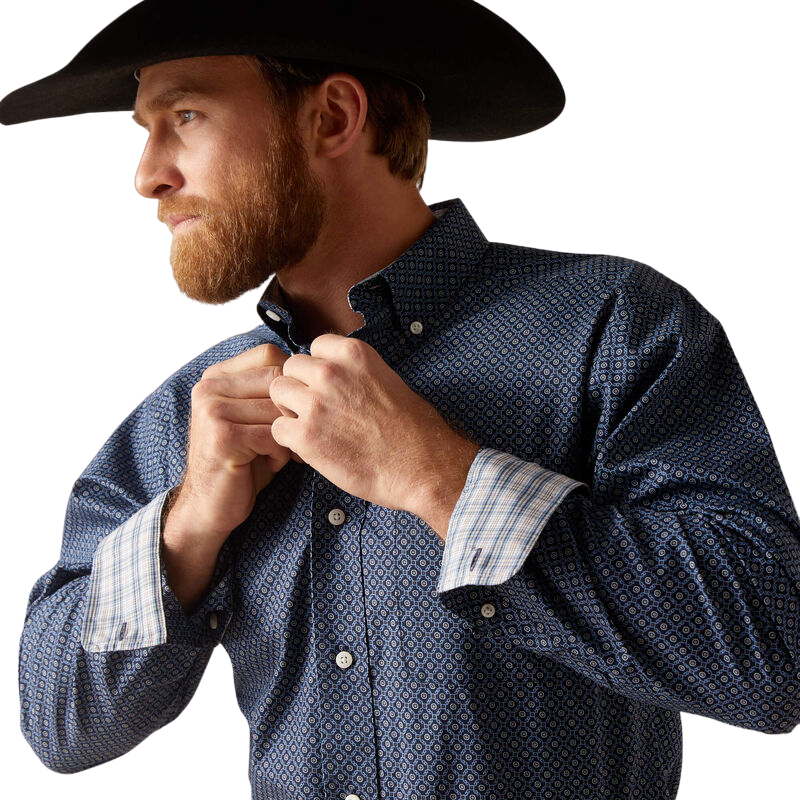 Ariat Men's Wrinkle Free Keagan Fitted Blue Shirt