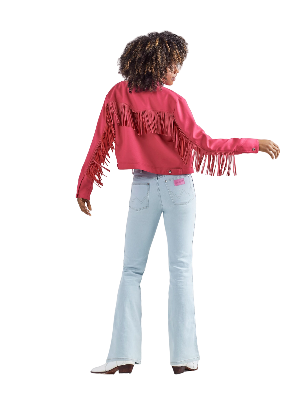 Wrangler Women's Barbie Fringe Wrancher In Barbie Pink Jacket