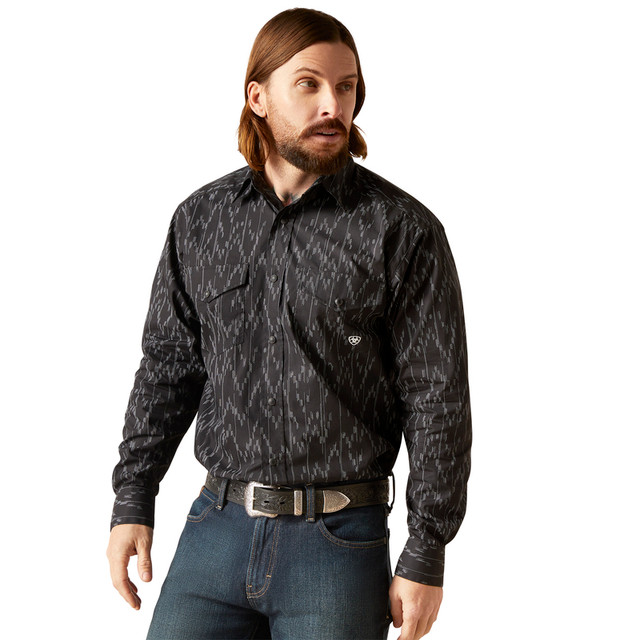 blue dress for baby girl Ariat Men's Wrinkle Free Black Asher Classic Fit Shirt 10065780 M main image 1
