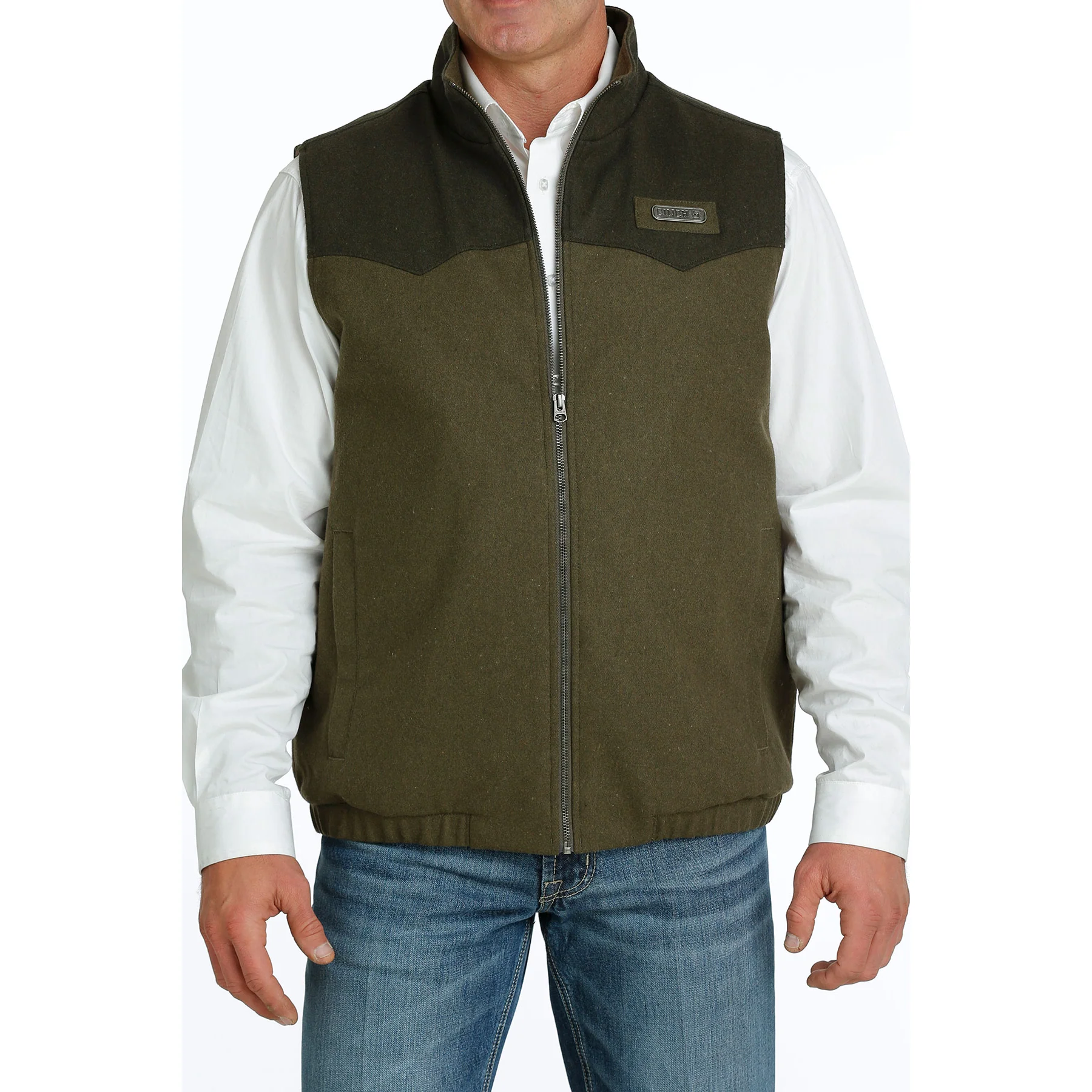 Cinch Men's Olive Green Conceal Carry Wooly Vest - Western Style