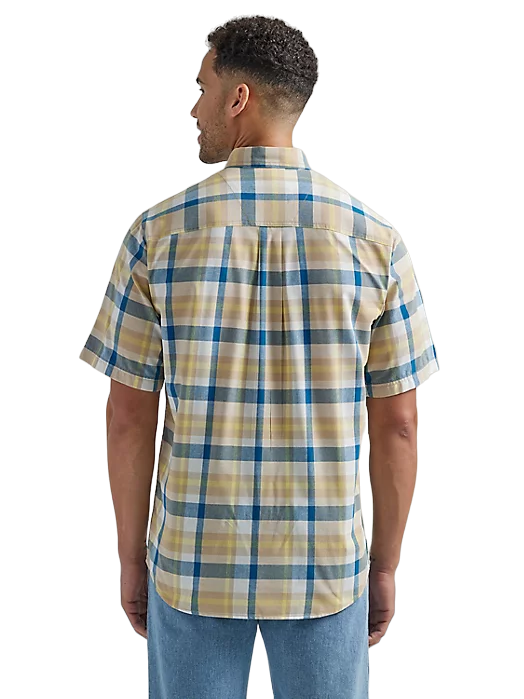 Wrangler Rugged Wear Easy Care Plaid In Khaki Blue Shirt