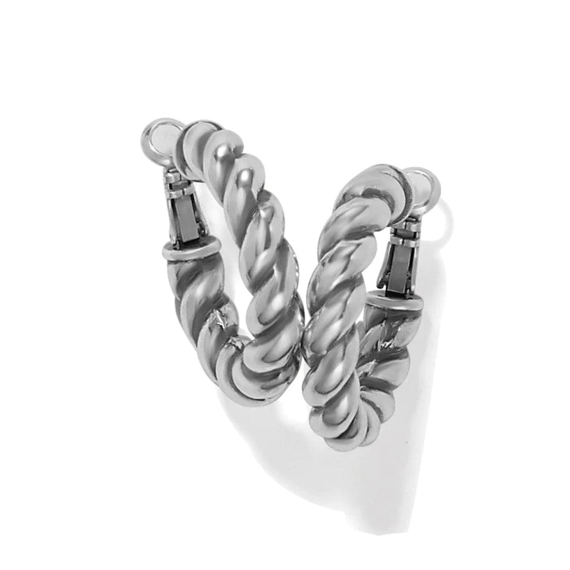 Brighton Women's Interlok Twist Medium Leverback Hoop Earrings