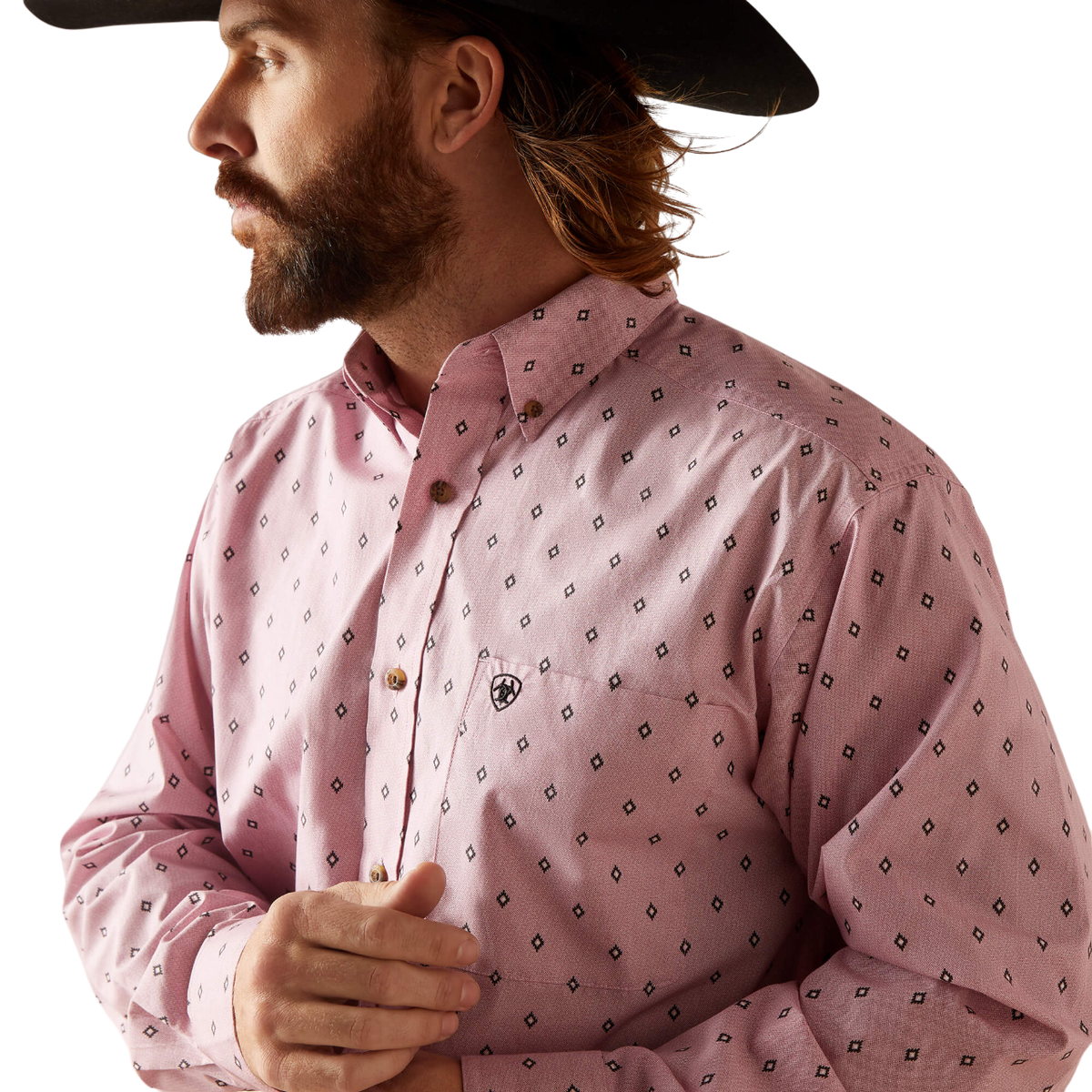 Ariat Men's Ezekiel Classic Fit Pink Shirt