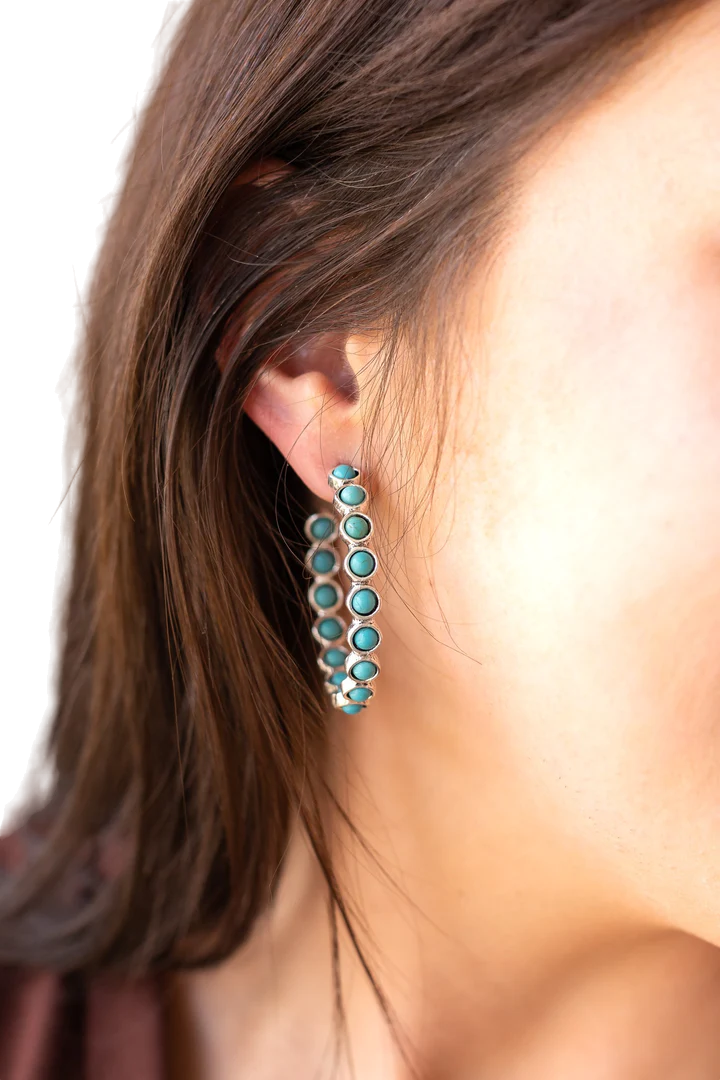Sourthern Grace Women's Turquoise Tranquility Hoops Earrings