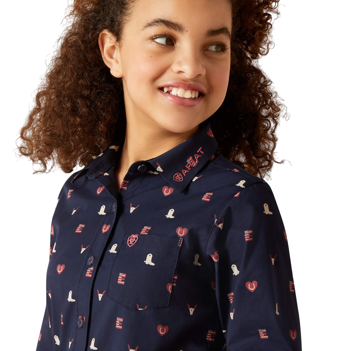 Ariat Youth Girl's Team Kirby Blue Shirt