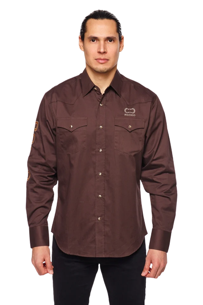Avalon Men's Solid Rodeo Brown Shirt