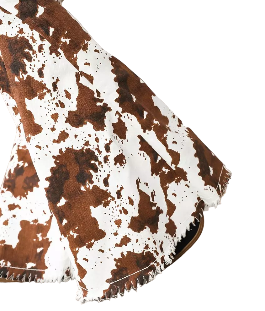 Saints & Hearts Women's Cowprint Flared Denim Pants