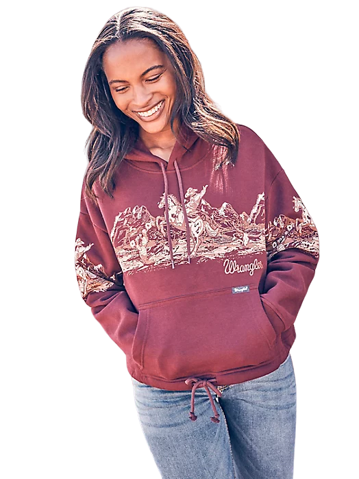 Wrangler Women's Retro Cowboy Panorama Graphic Hoodie