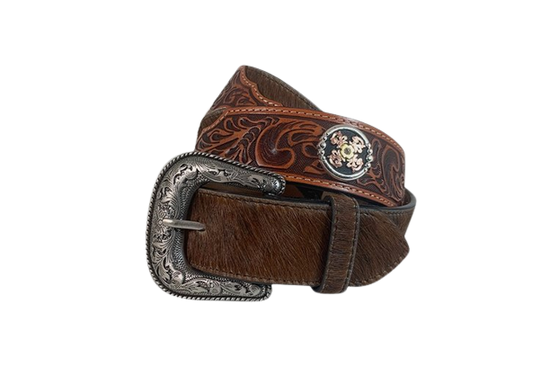Gem Dandy Men's Brown Western Floral Belt
