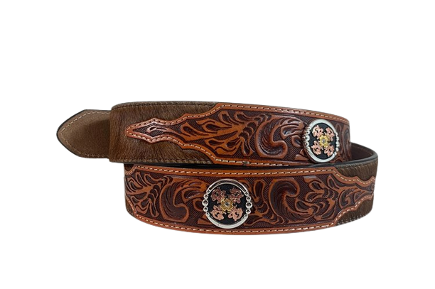 Gem Dandy Men's Brown Western Floral Belt