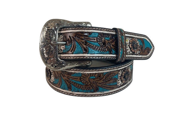 Gem Dandy Women's Turquoise Floral Belt