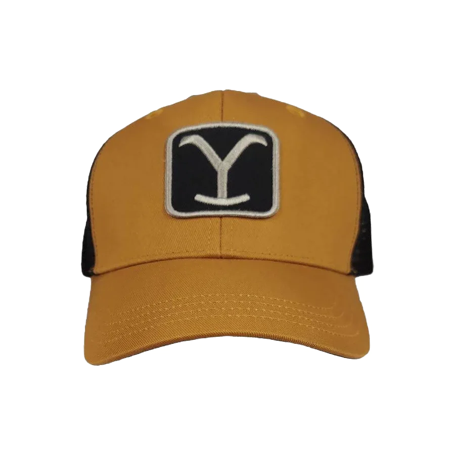 Changes Yellowstone Men's Camel Tan & Black Trucker Cap