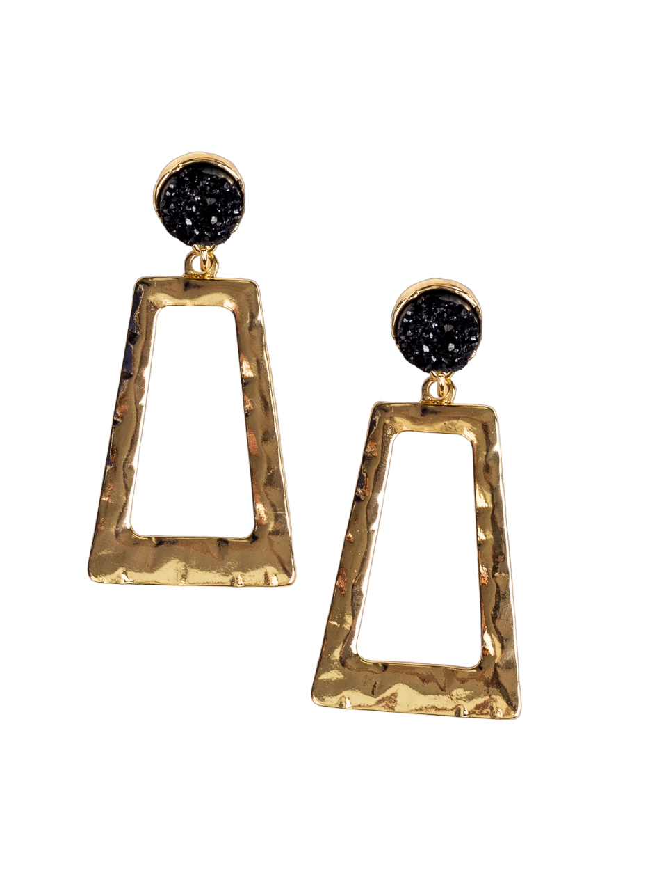 Southern Grace Women's Don't Box Me In Gold With Raw Stud Black Hoops