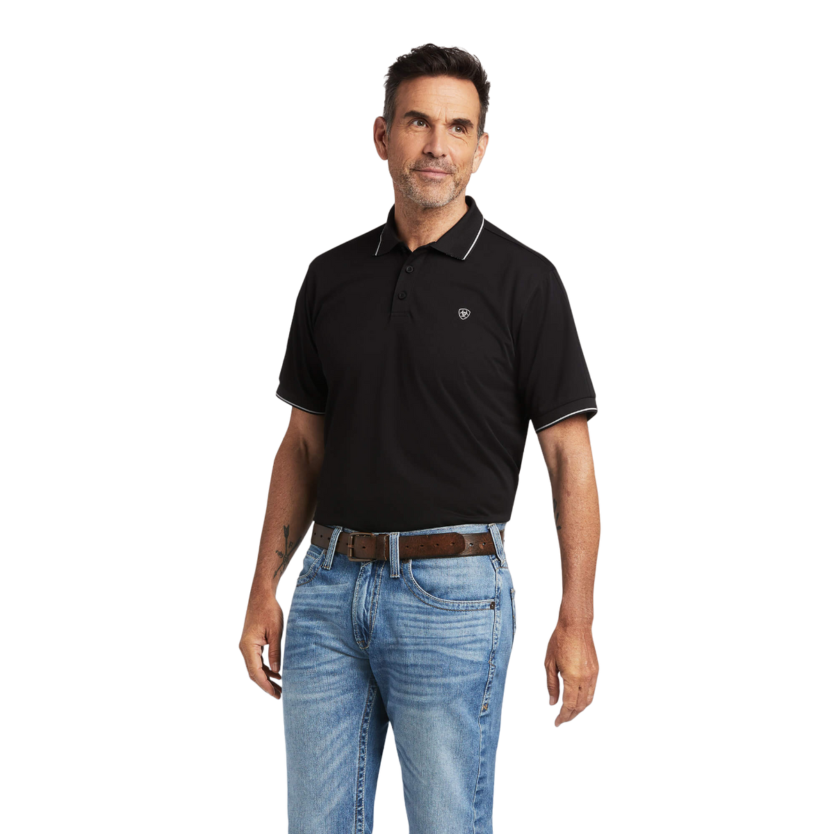 Ariat Men's Black Logo Fitted Polo