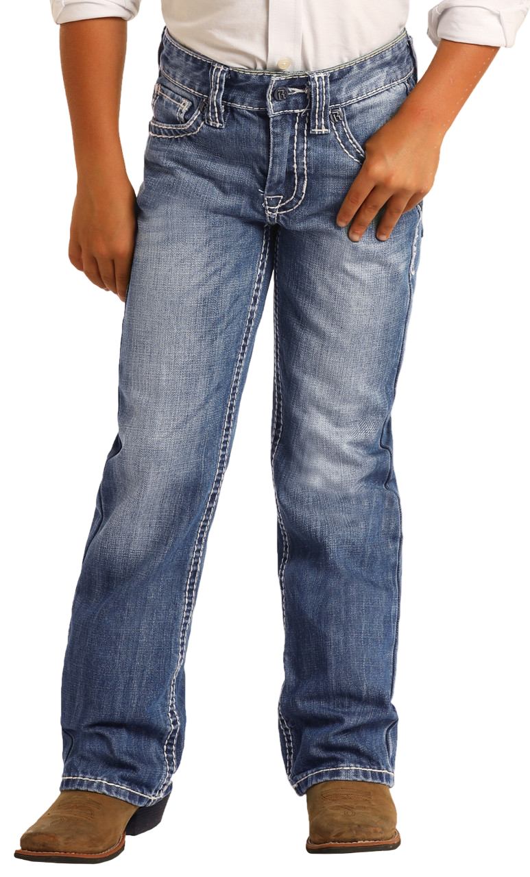 Rock & Roll Youth Boy's Regular Fit Bootcut Blue Jeans