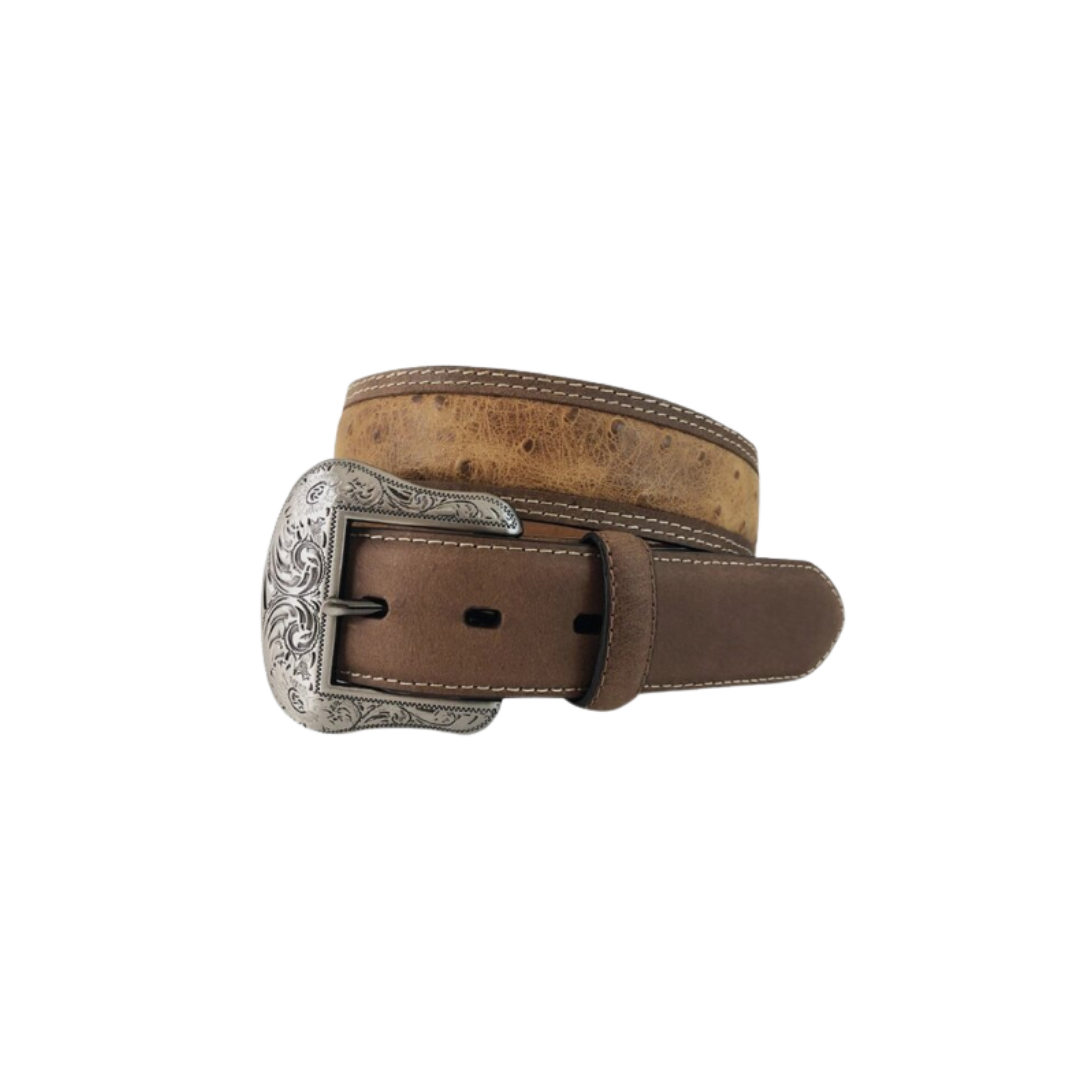 Gem Dandy Men's Rustic Ostrich Brown Belt