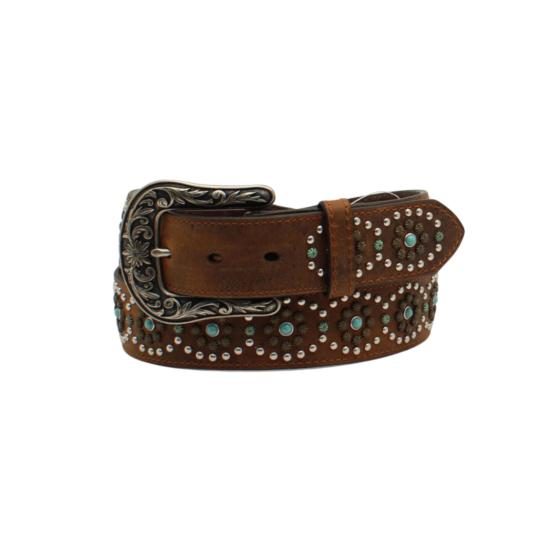 Nocona Women's Circular Studs Stones Brown Belt
