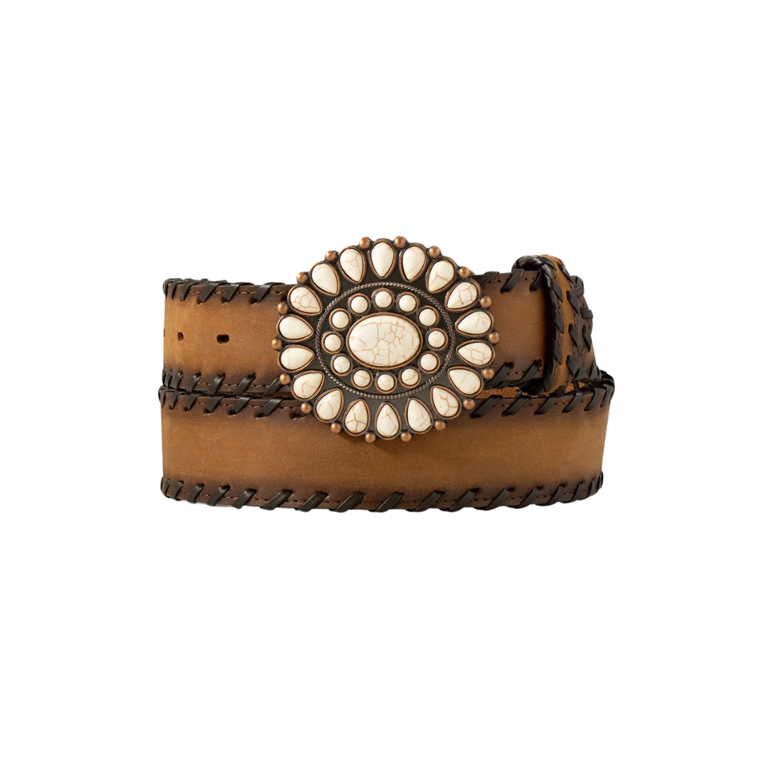 Ariat Women's Scalloped Buckle Whip Lacing Brown Belt