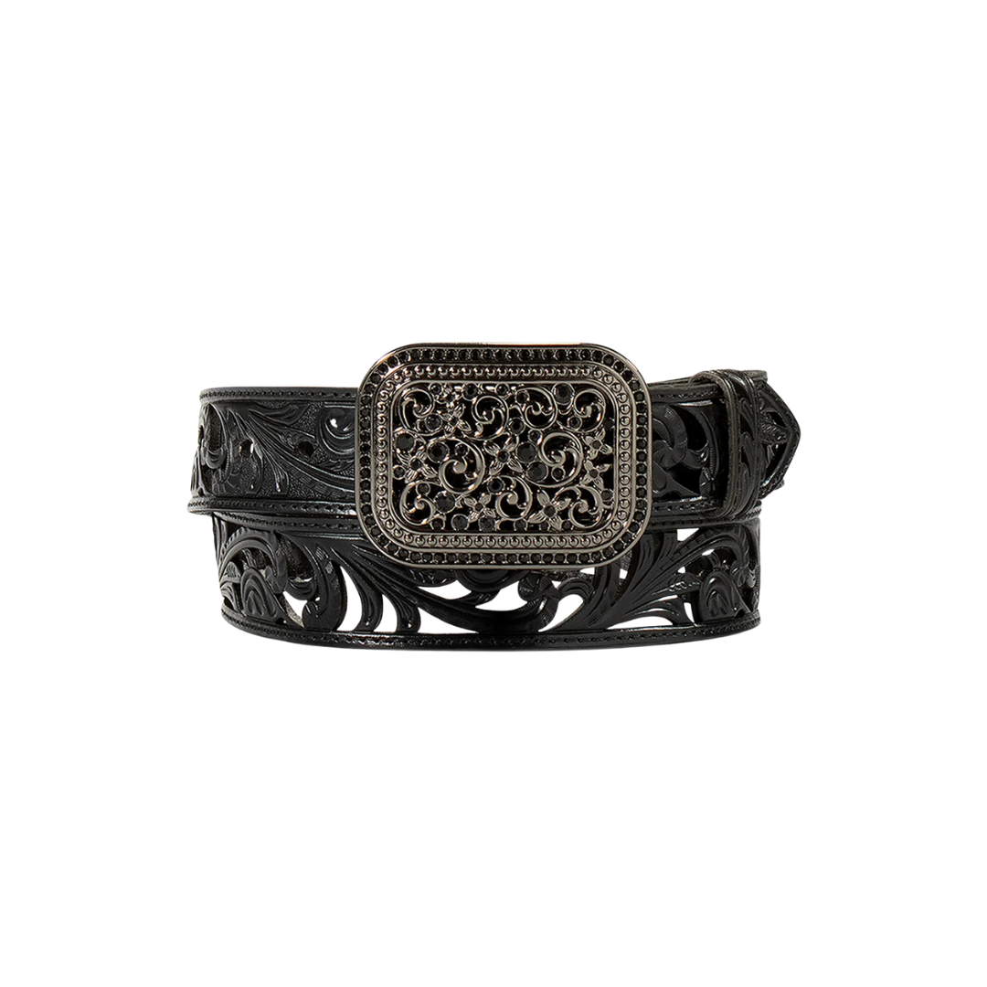 Ariat Women's Floral Cutout Black Belt