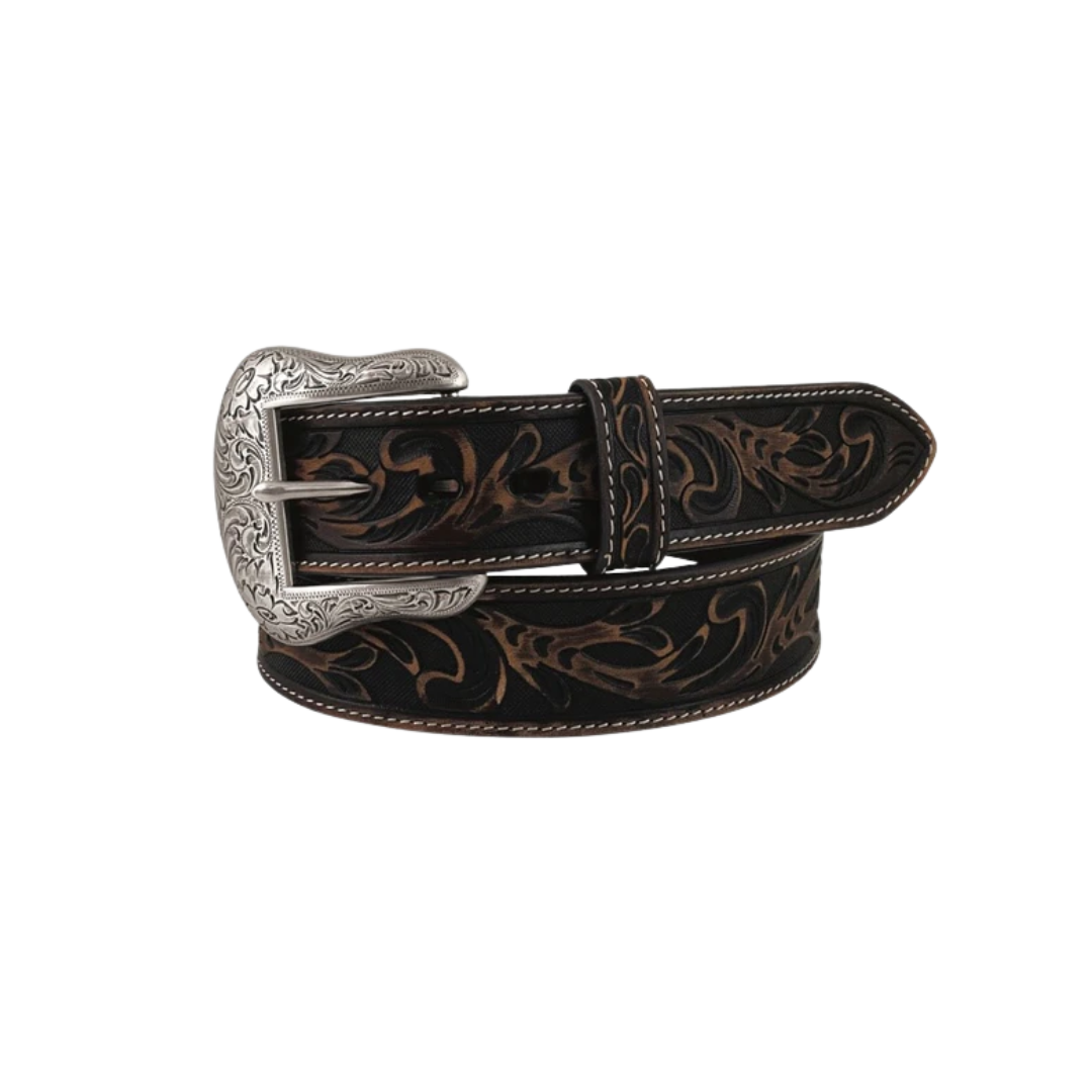 Gem Dandy Men's Roper Tooled Leather Black Belt