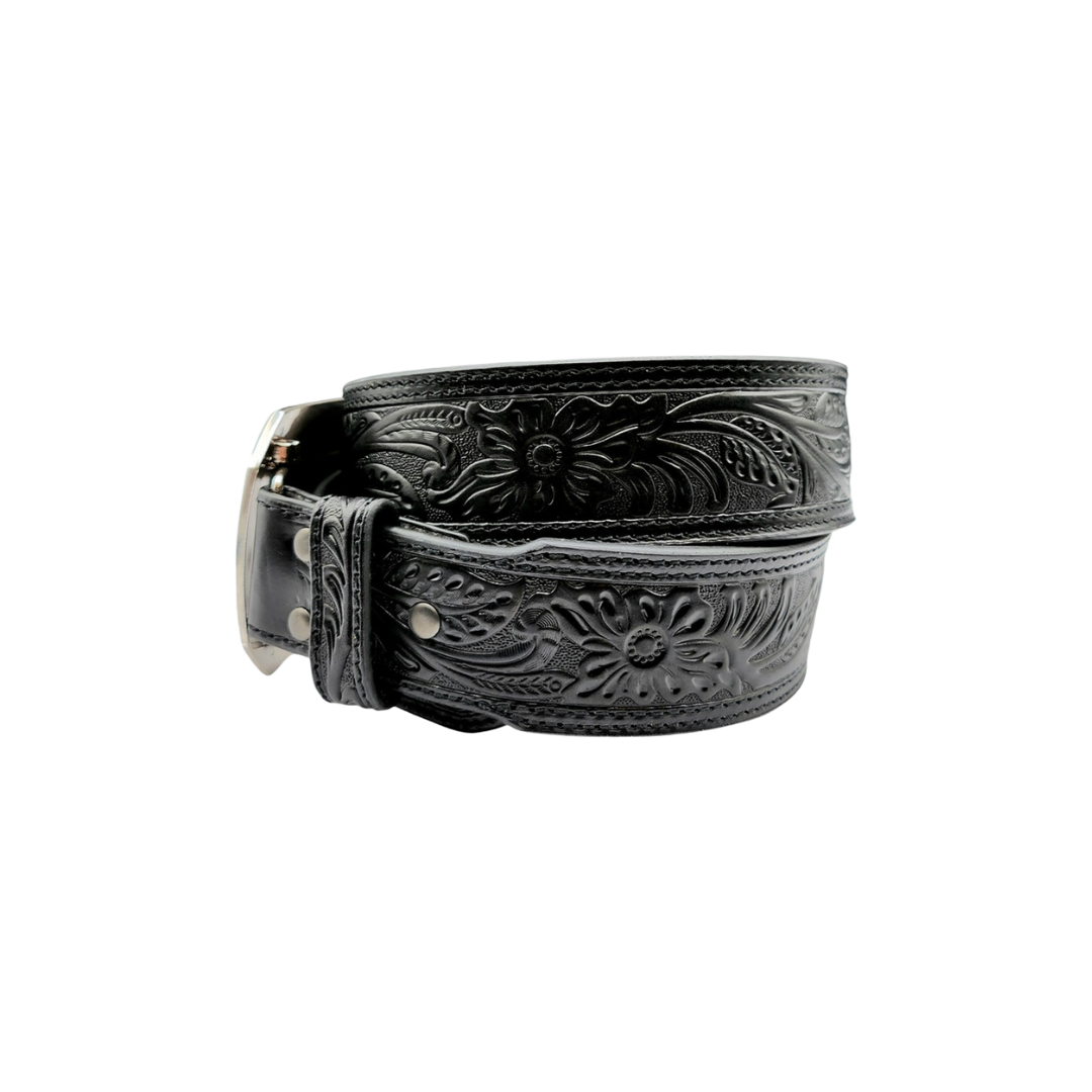 Ariat Men's Floral Embossed Black Skull Belts