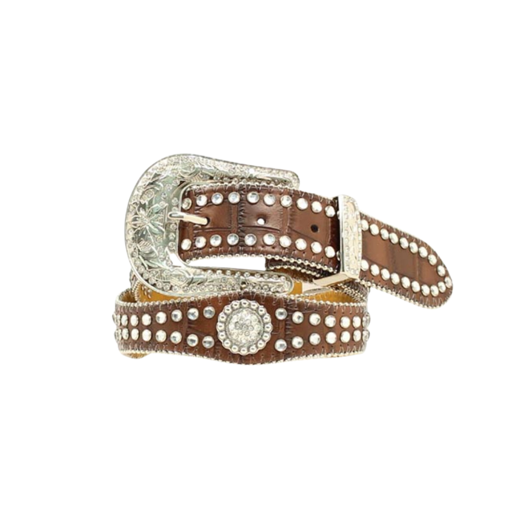 Nocona Youth Girl's Rhinestone Crocodile Brown Belt