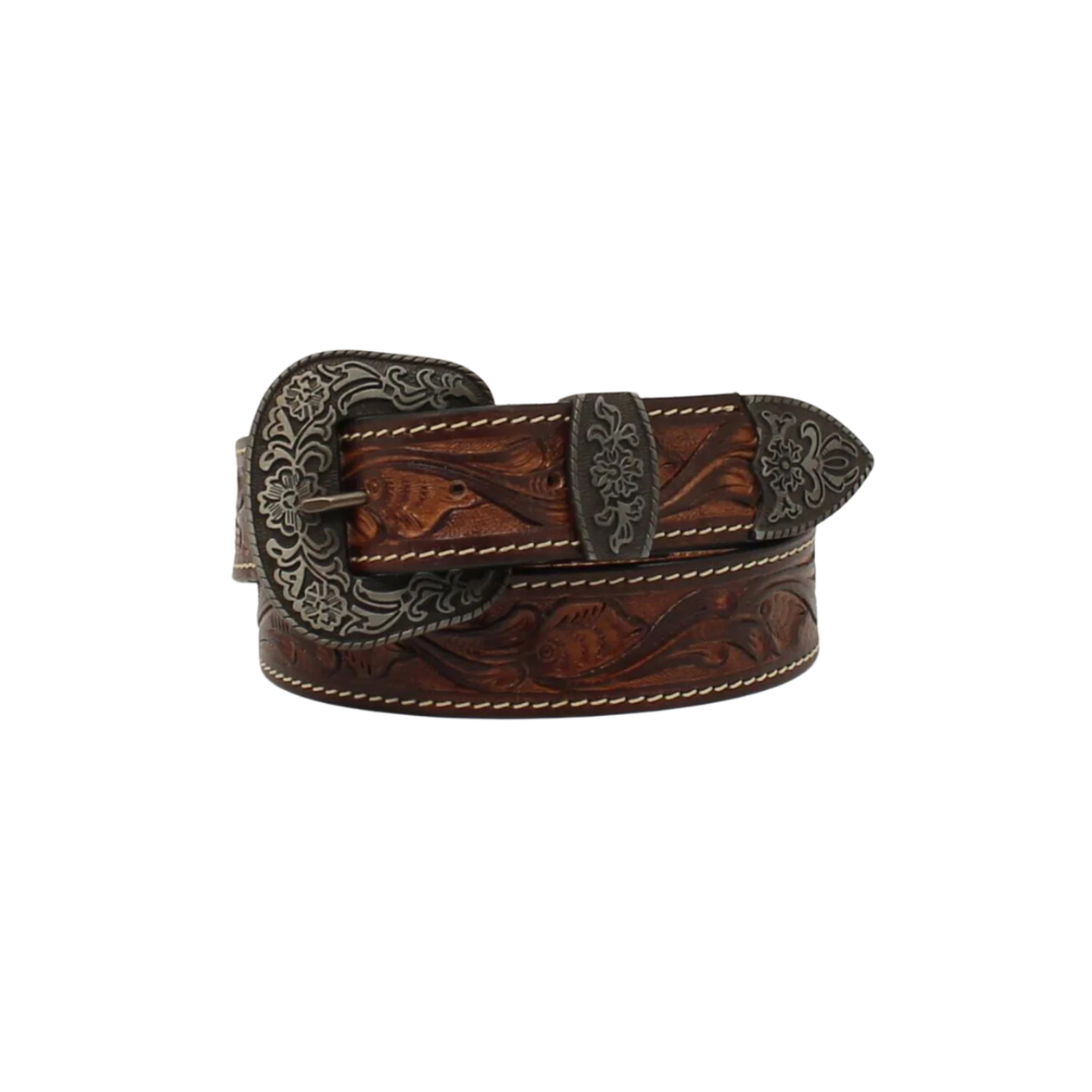 Nocona Men's HD Xtreme Floral Tooled Brown Belt