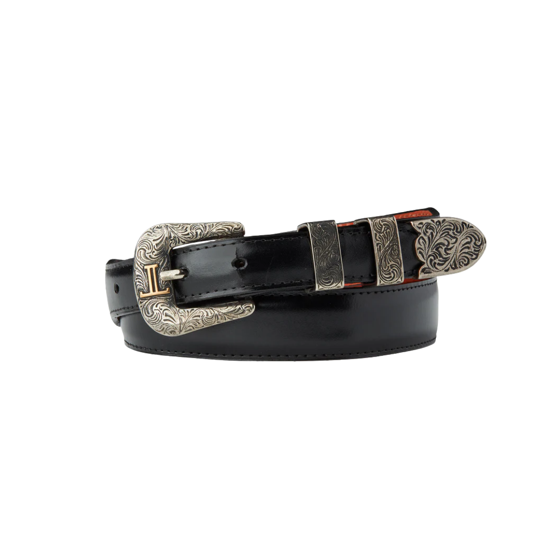 Lucchese Boot Men's Smooth Goat Leather Black Belt