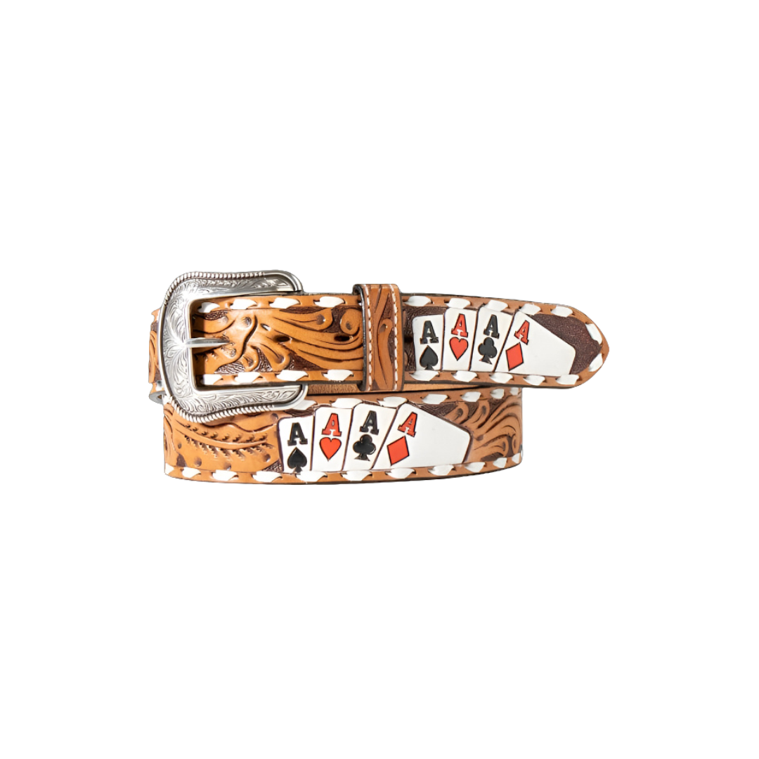 Shop the Hand Painted 3D Men's Tooled Leather Four Aces