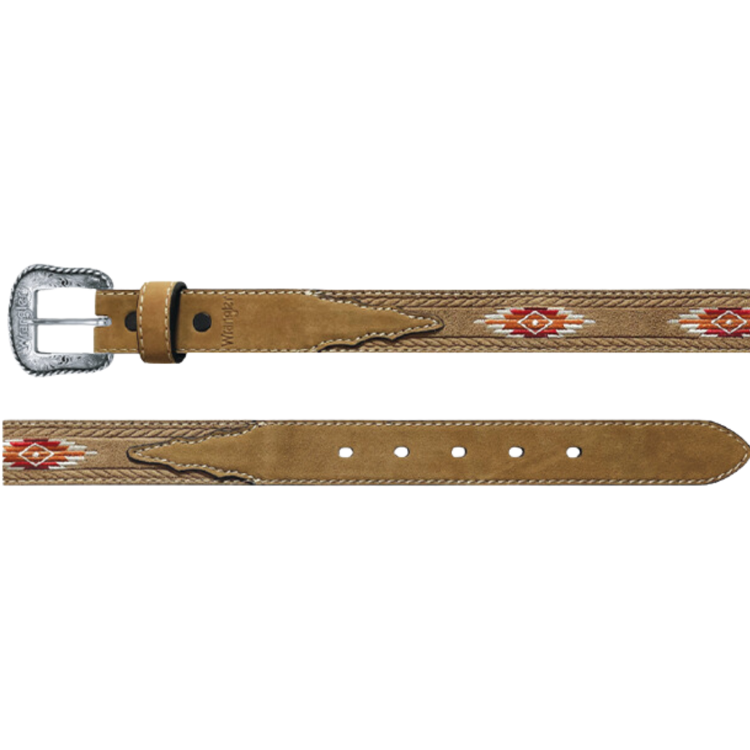 Wrangler Youth Unisex 30 Embroidered Tan Belt
