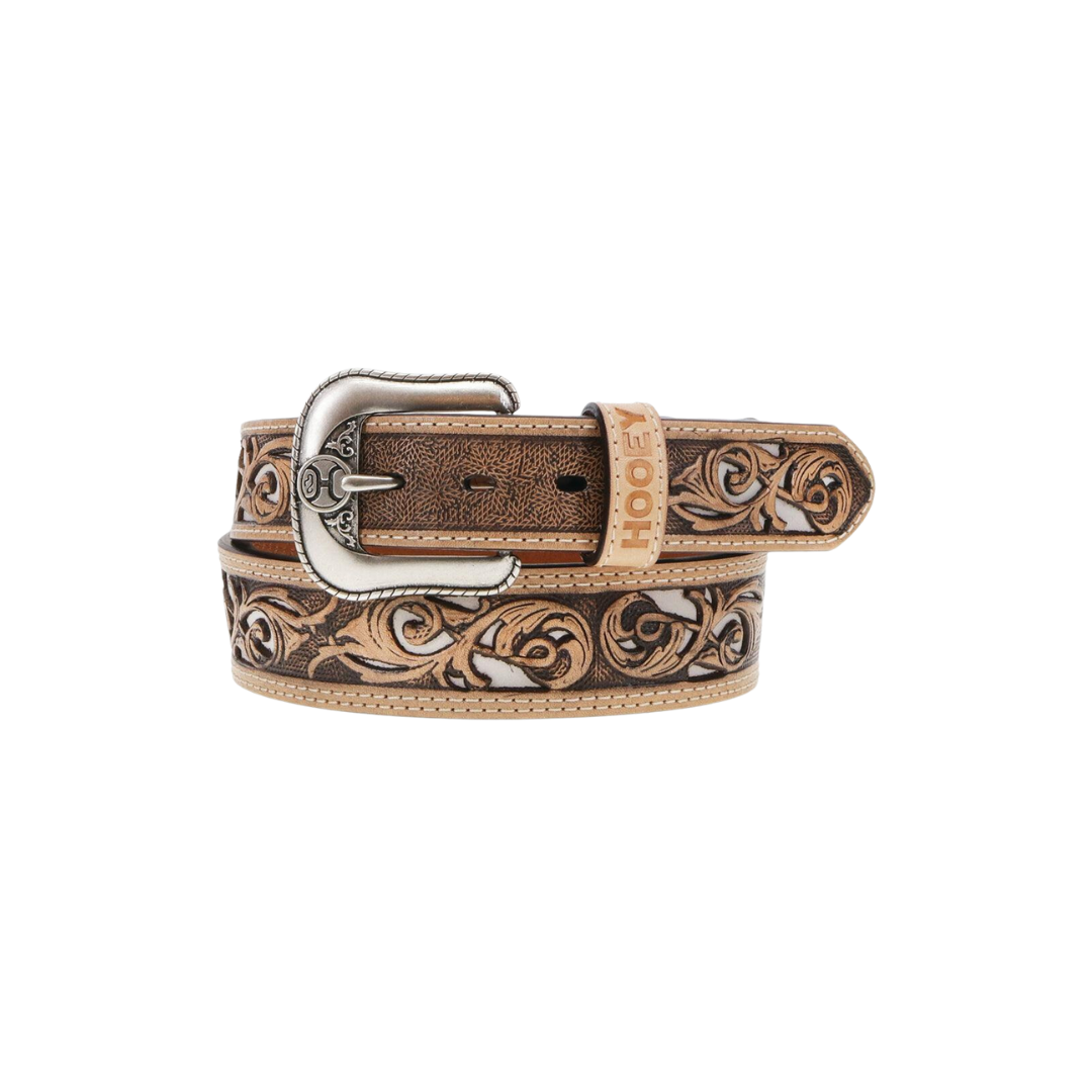 Hooey Men's Top Notch Hand Tooled Natural Ivory Belt