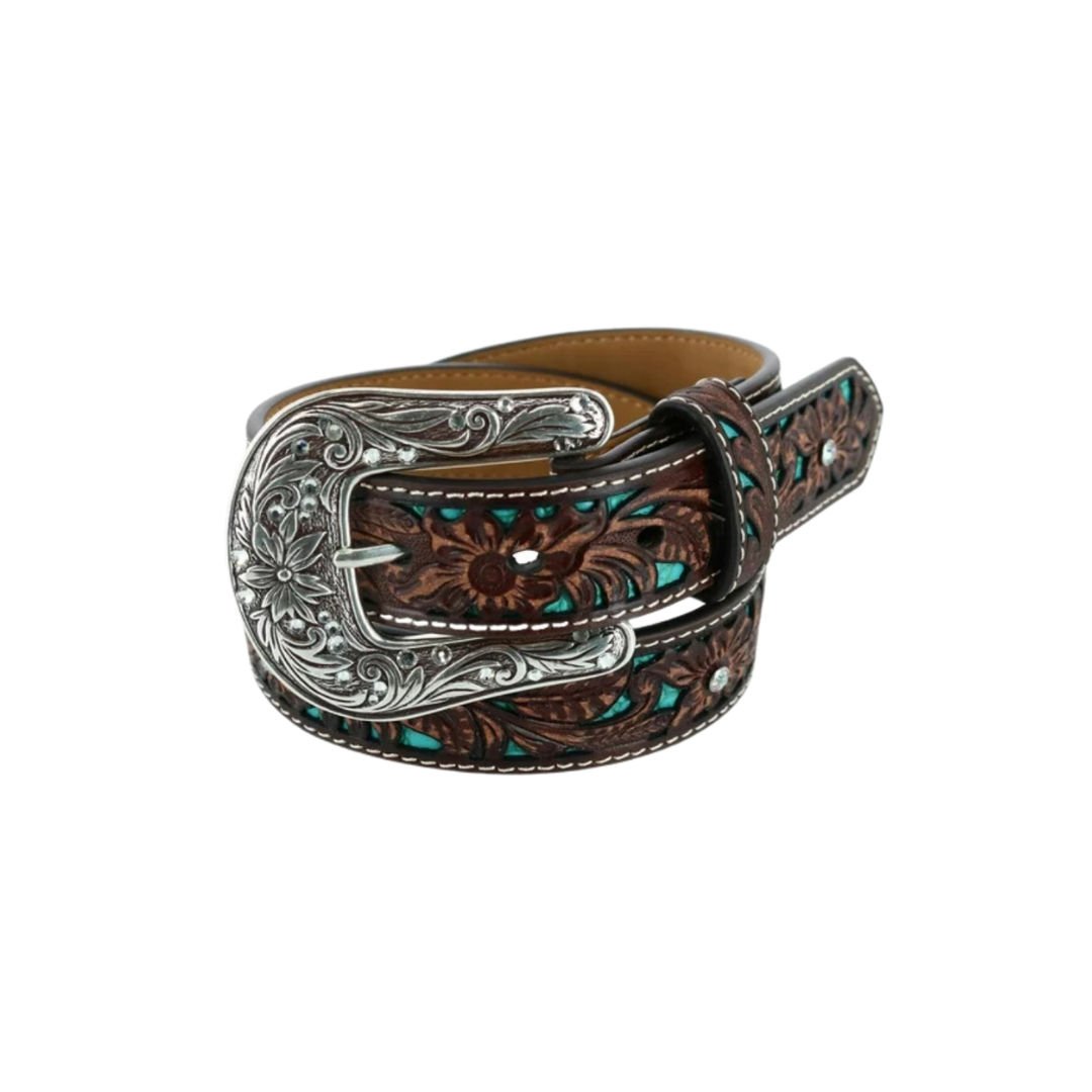Ariat Youth Girl's Floral Overlay Western Brown Belt